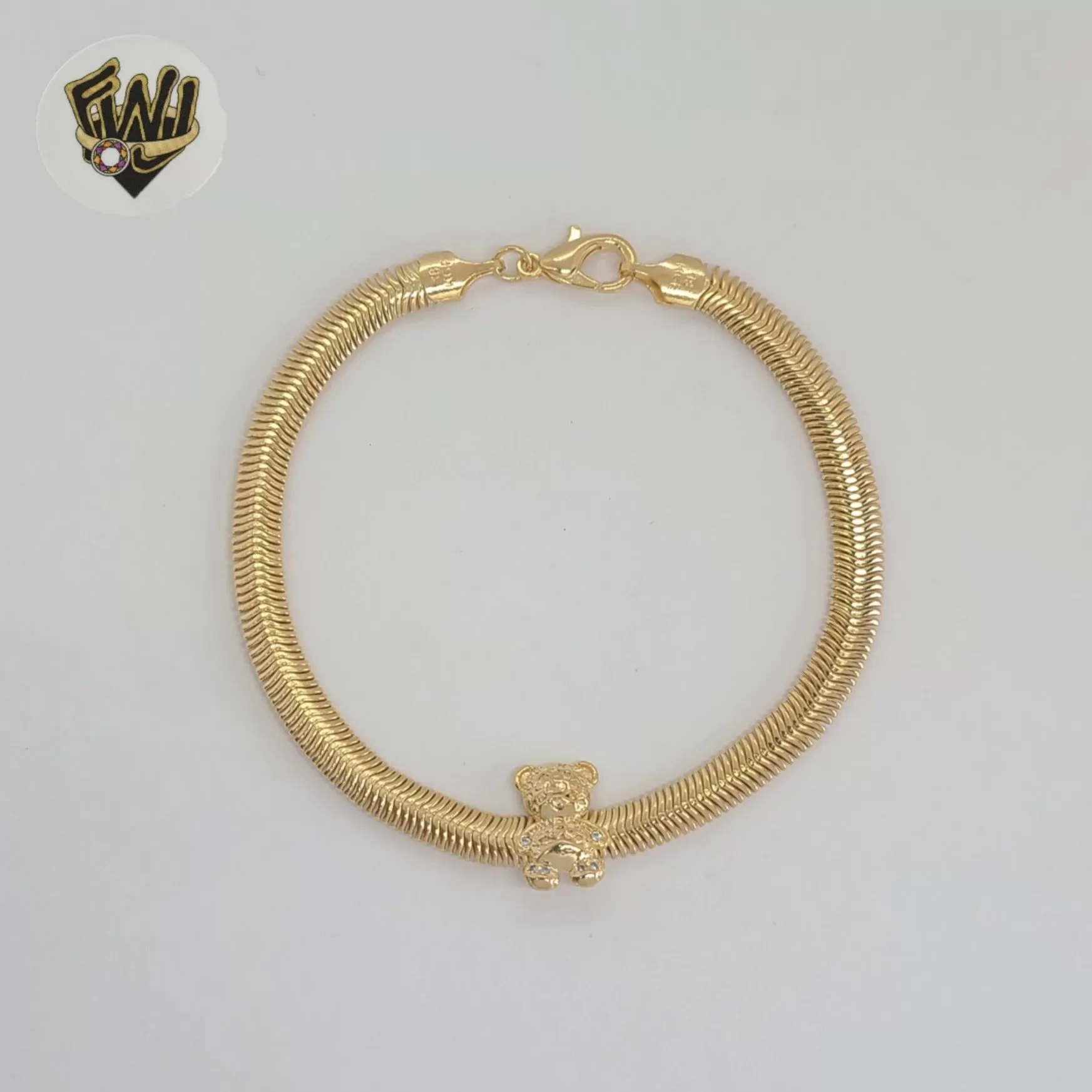 (1-0497) Gold Laminate - 5mm Teddy Bear Bracelet - 7 - BGF