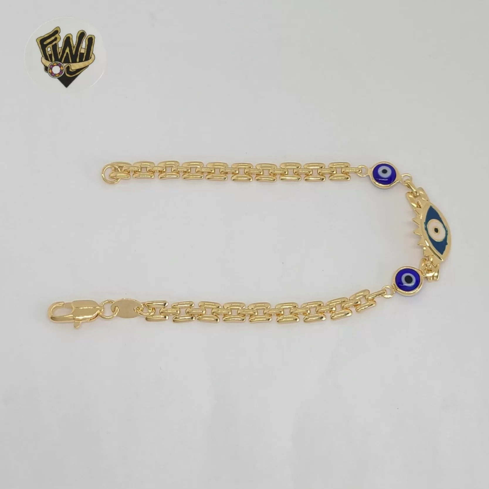 (1-0672-1) Gold Laminate - 4.4mm Evil Eye Link Bracelet - BGF