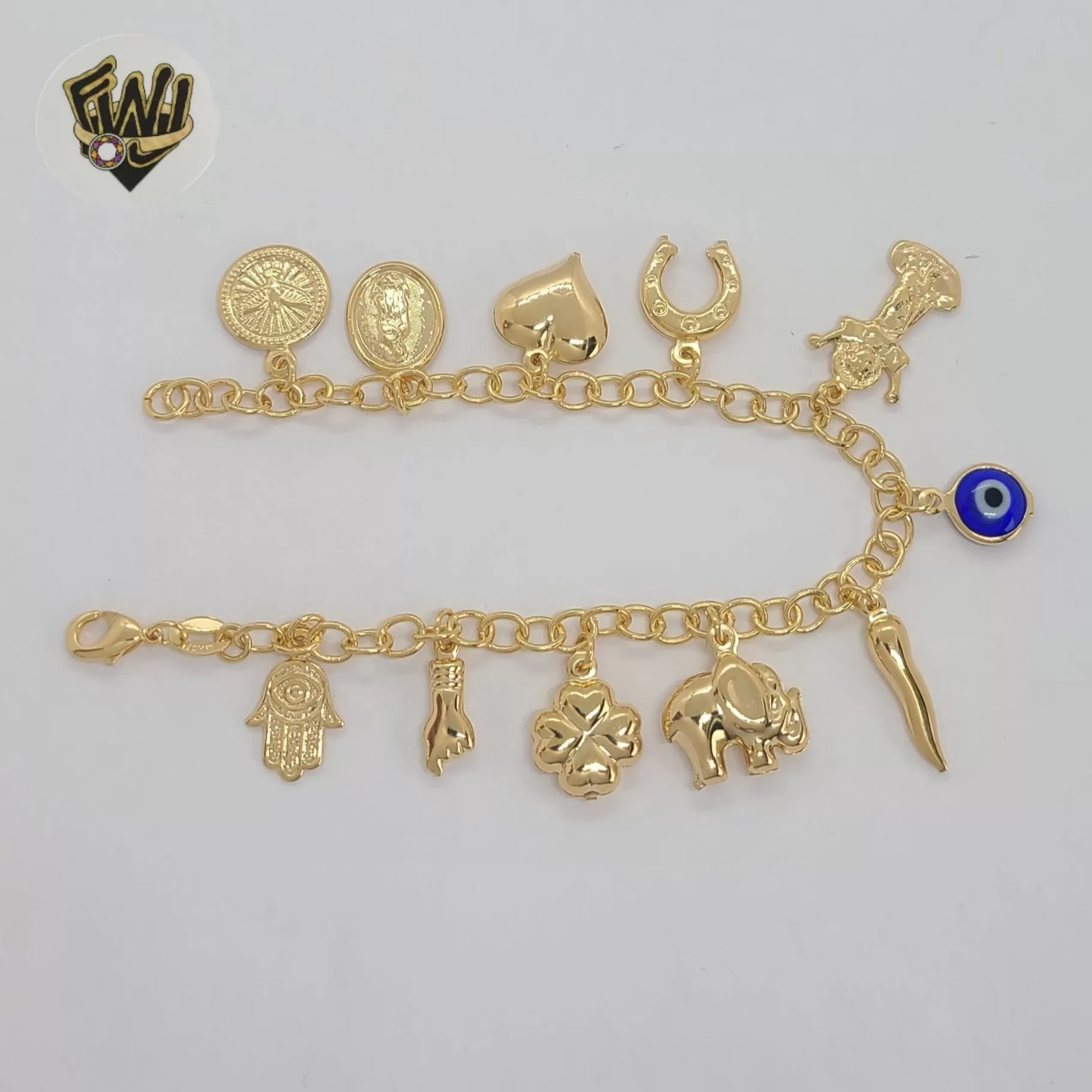 (1-0720) Gold Laminate - 4mm Open Link Charms Bracelet - 7.5 - BGF