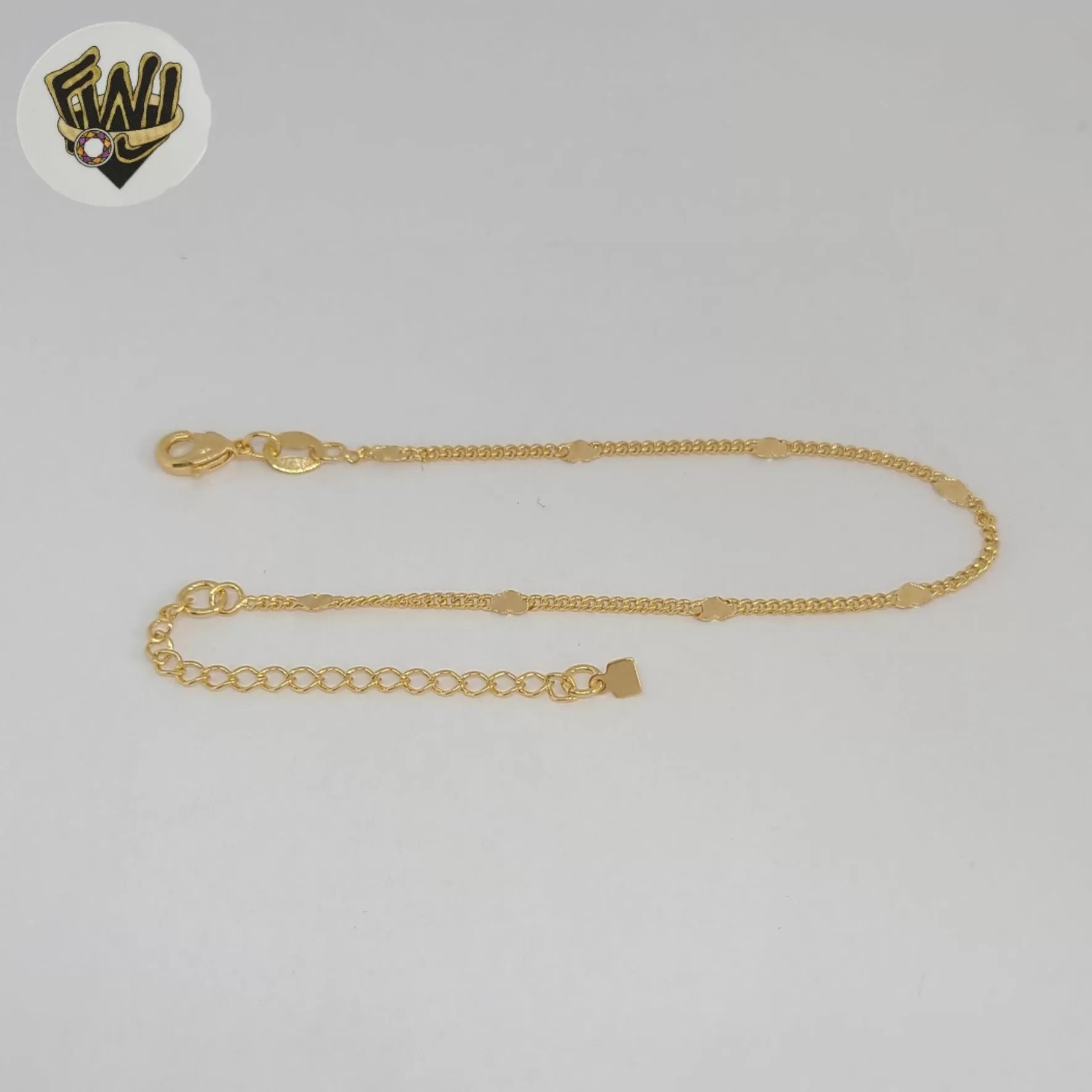 (1-0778) Gold Laminate - 1.5mm Link Heart Bracelet - BGF