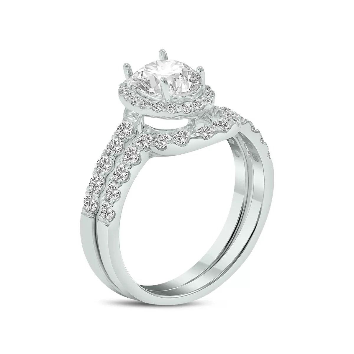 1 3/4 Carat Tw Oval Lab Grown Diamond Bridal Set In 14K White Gold