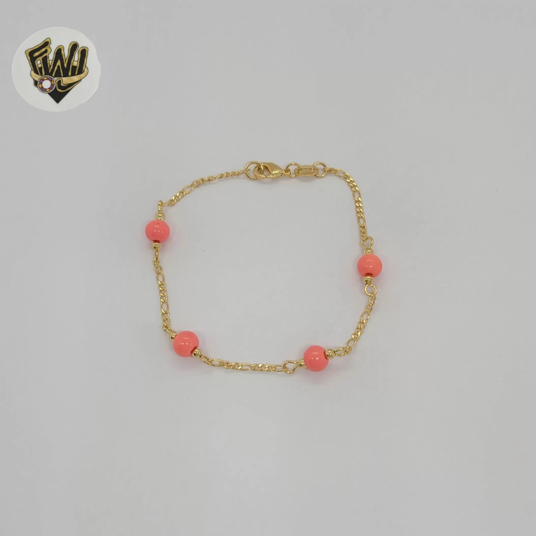 (1-3901-J) Gold Laminate - 6mm Coral Beads Bracelet - 7.5 - BGF