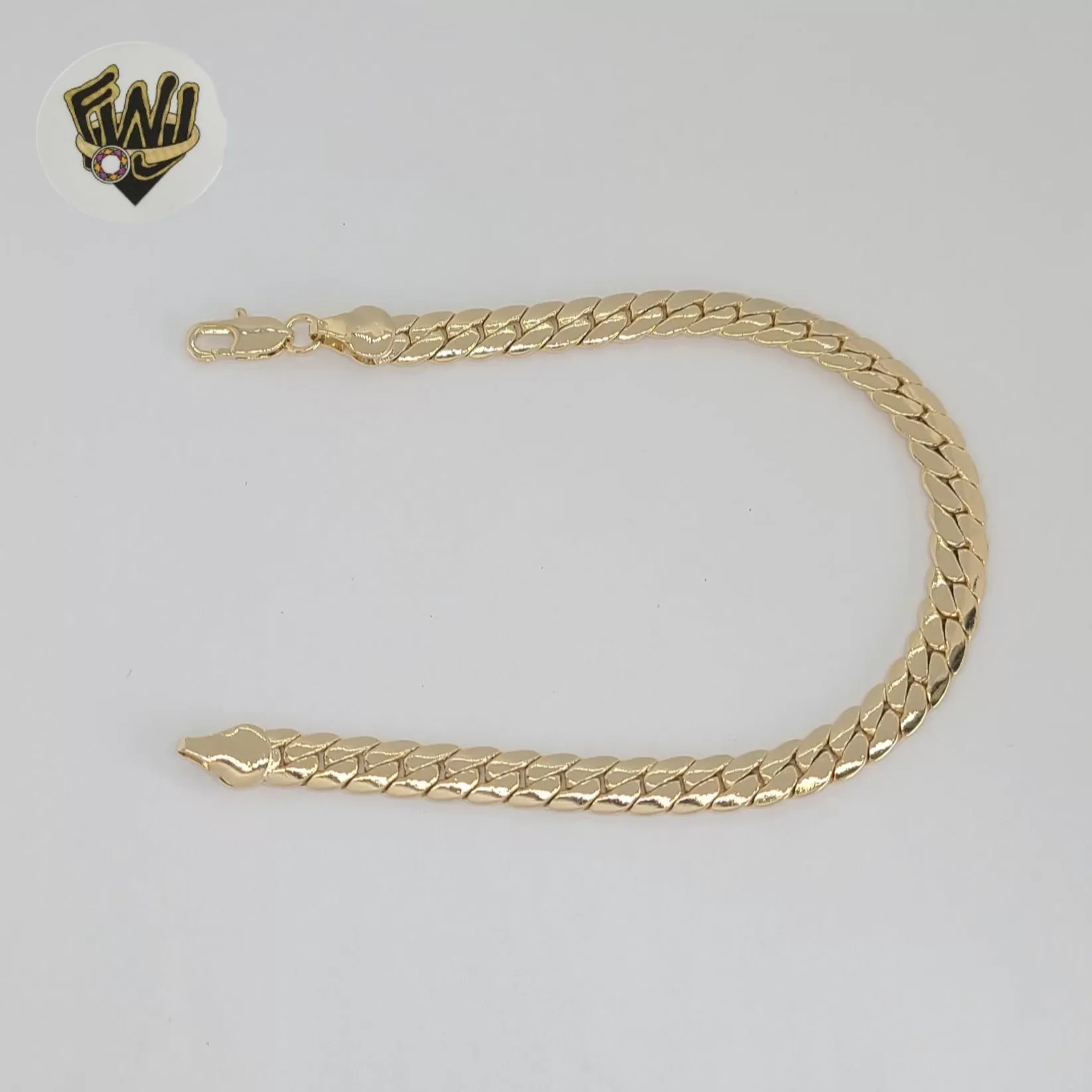 (1-60018) Gold Laminate - 6mm Curb Link Men Bracelet - 8 - BGO