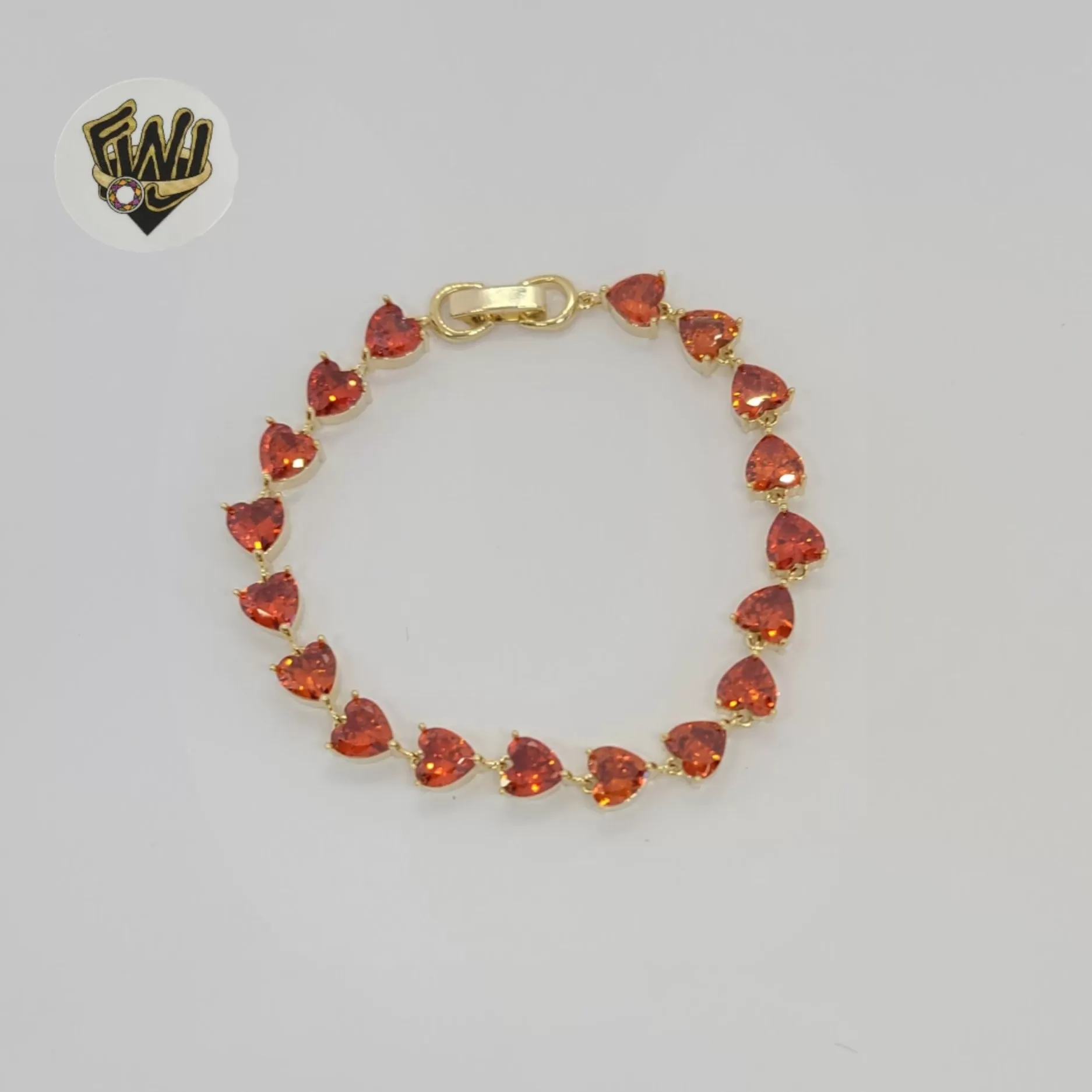 (1-60083-1) Gold Laminate - 6mm Heart Zircon Bracelet - 7 - BGO