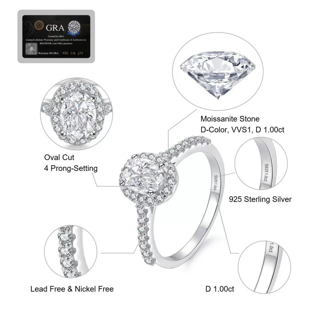 1.0 Carats VVS1 Moissanite Rings for Women 0081