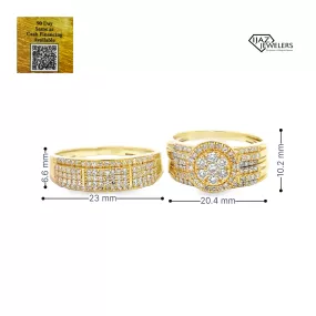 10K Gold 1.55 CTW Diamond Wedding Trio Set