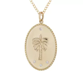 10K Gold Large Date Palm Pendant with Diamond Detail