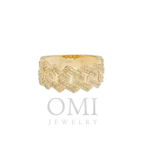 10K GOLD ROUND DIAMOND CUBAN LINK RING 1.05 CT