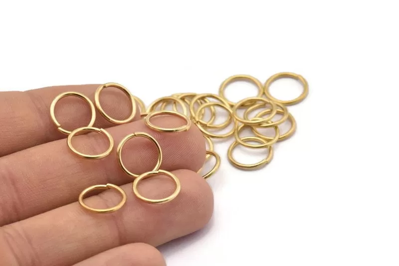 12mm Jump Rings - 100 Raw Brass Jump Rings (12x1.2mm) A0373