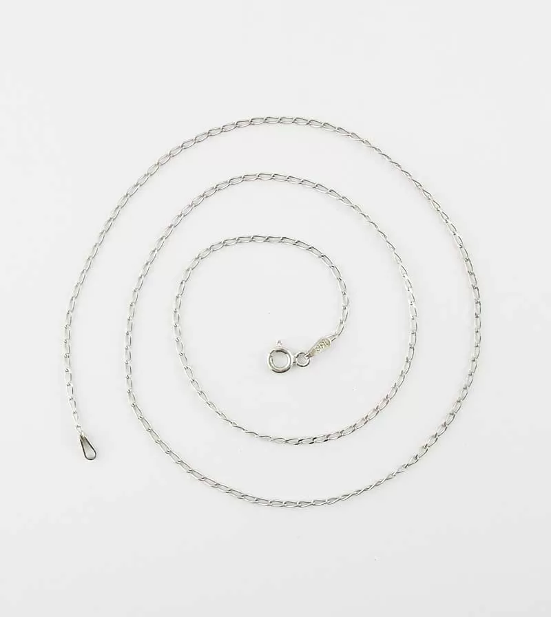 1.4 mm Long Curb Chain, Rhodium-Plated Sterling Silver