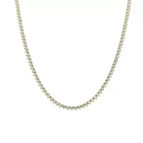 14K Gold and Diamond Tennis Necklace 3-Prong Setting