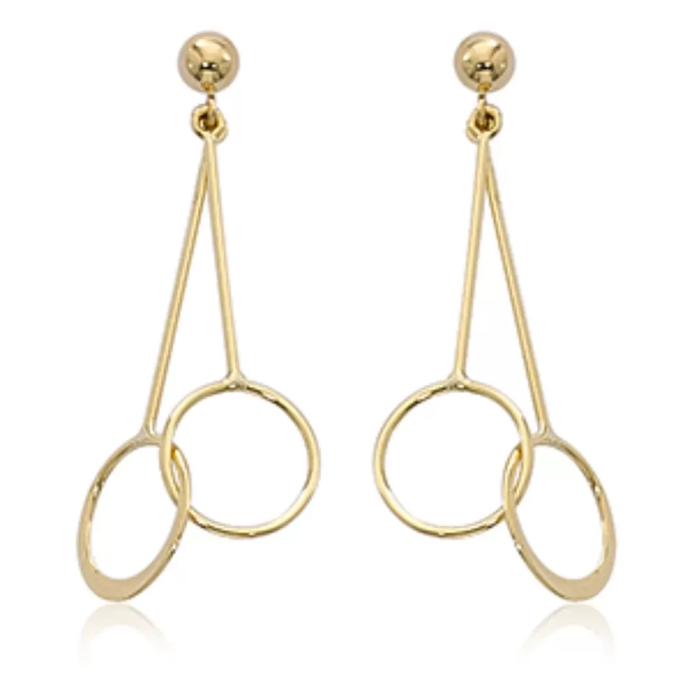 14k Gold Mini Circle Drop Earrings