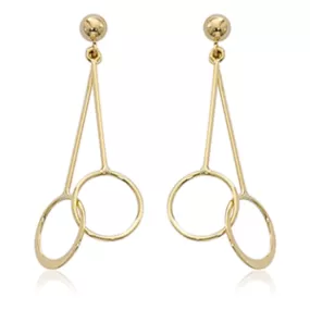 14k Gold Mini Circle Drop Earrings