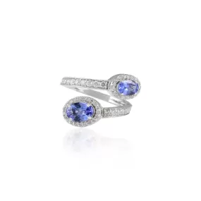 14K Gold Tanzanite Diamond Bypass Ring