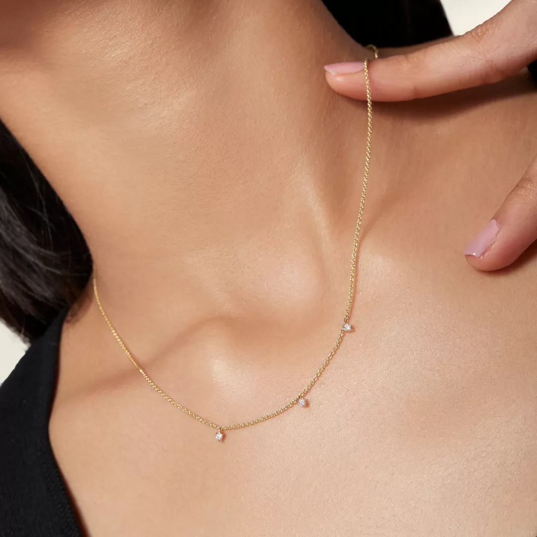 14K Gold Tri Lab-Grown Diamonds Choker Necklace