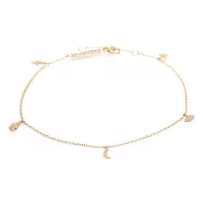 14k itty bitty dangle diamond celestial anklet