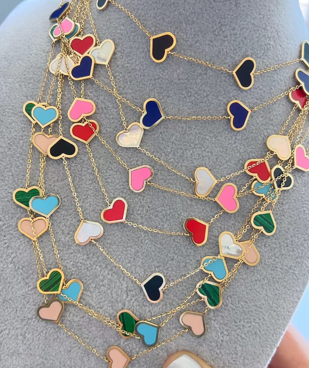 14k Jumbo Heart Color Necklace