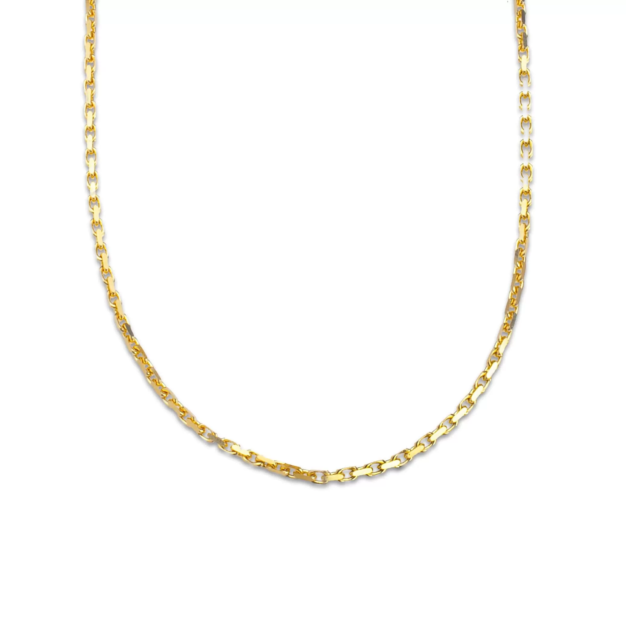 14K Solid Small Box Link Chain Necklace 2mm