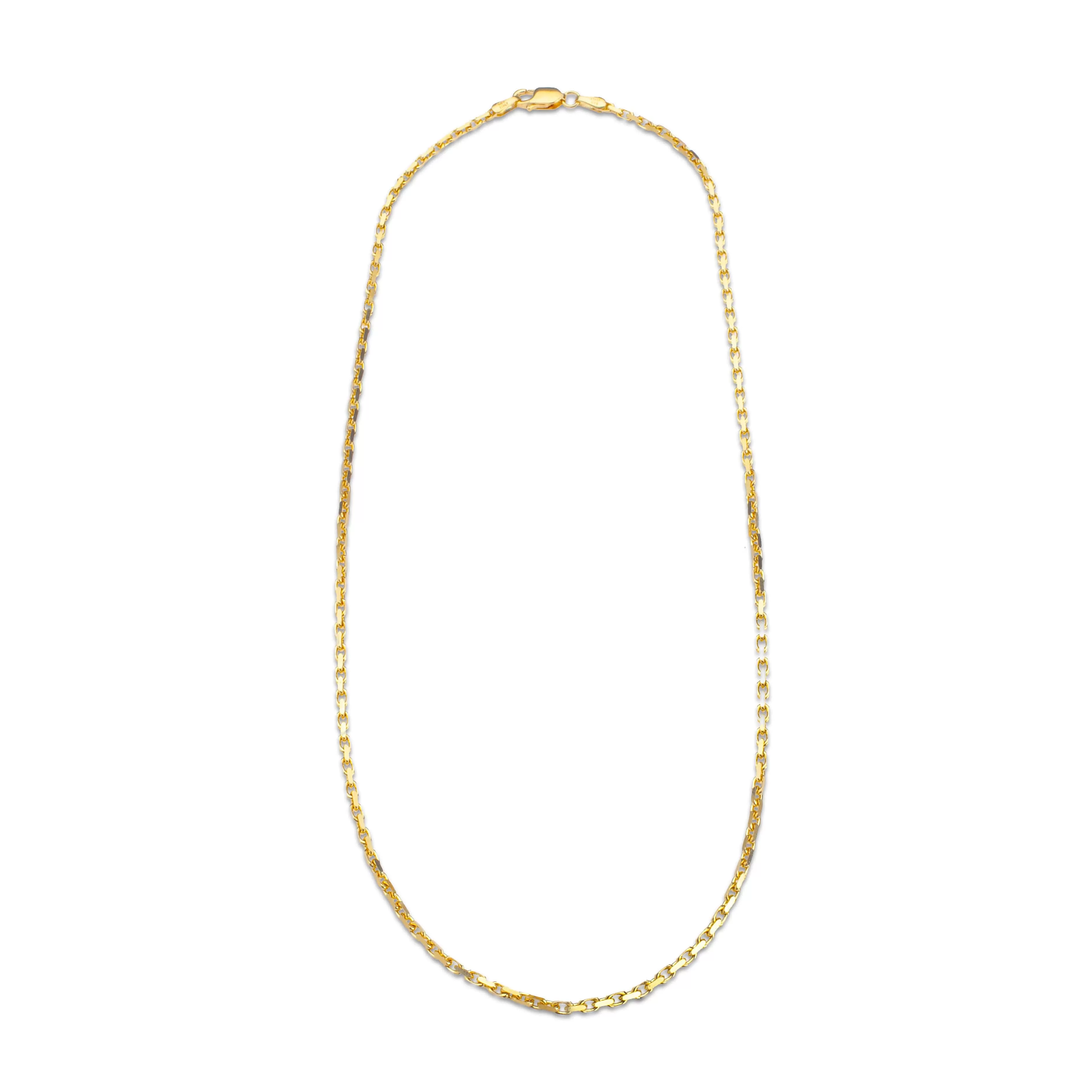 14K Solid Small Box Link Chain Necklace 2mm