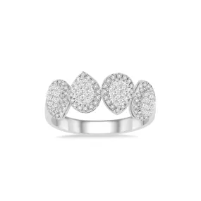 14K White Gold 4 Pear Shaped Diamond Cluster Band