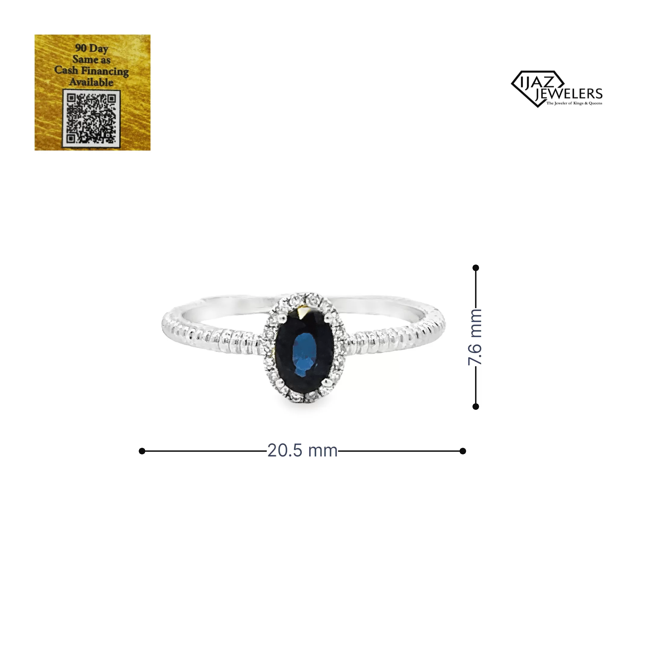 14K White Gold Diamond And Sapphire Ring