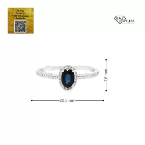 14K White Gold Diamond And Sapphire Ring