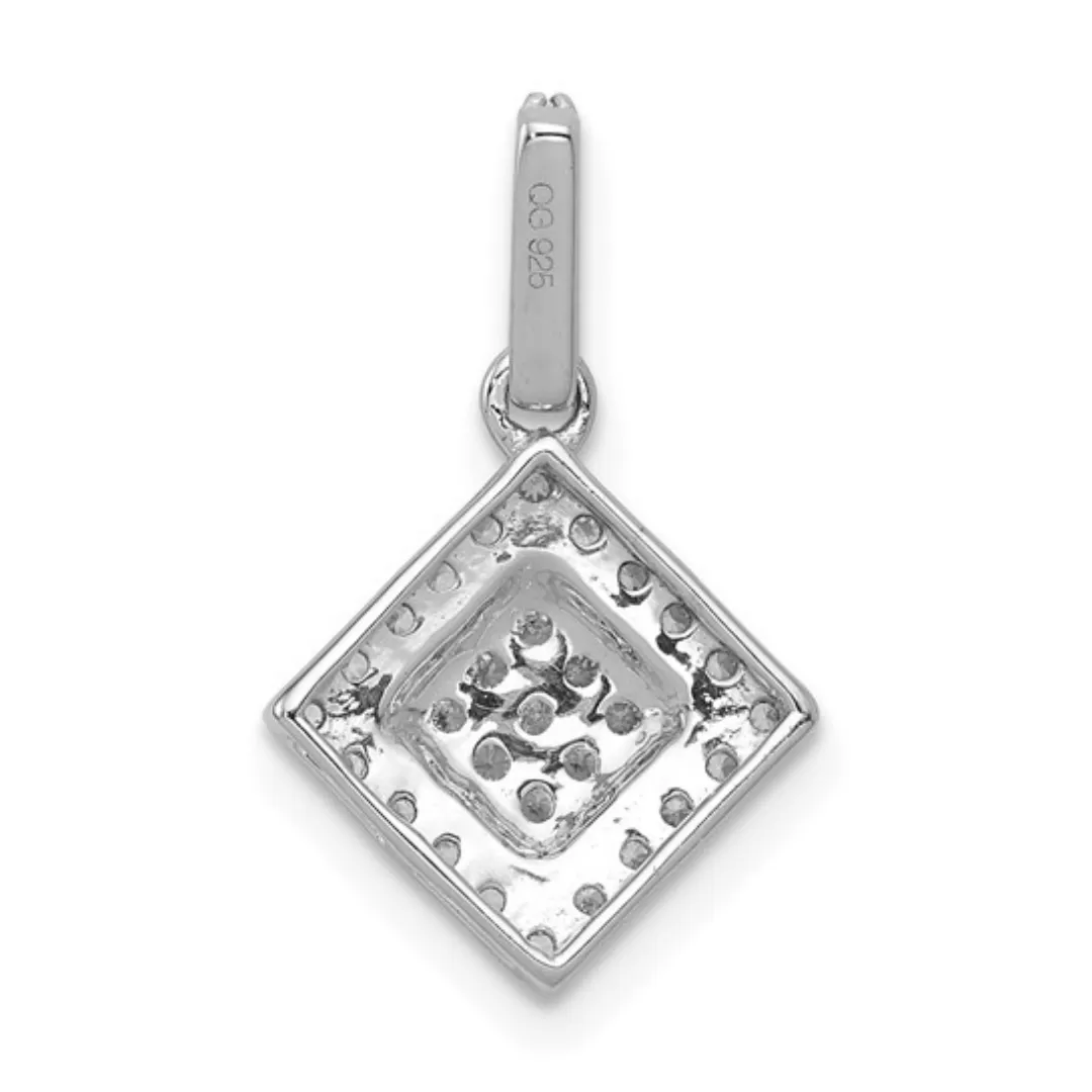 14k White Gold Square Cluster Pendant