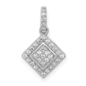 14k White Gold Square Cluster Pendant