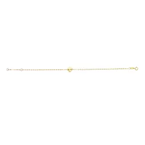 14k Yellow Gold Clover Charm Fancy Bracelet, 7