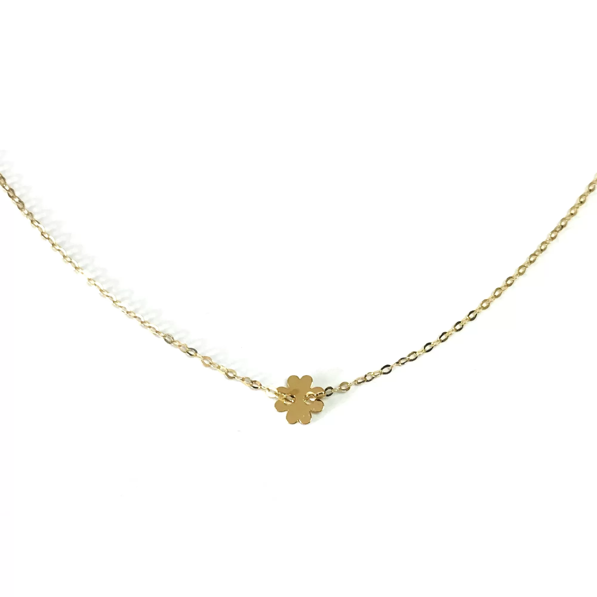 14k Yellow Gold Clover Charm Fancy Bracelet, 7