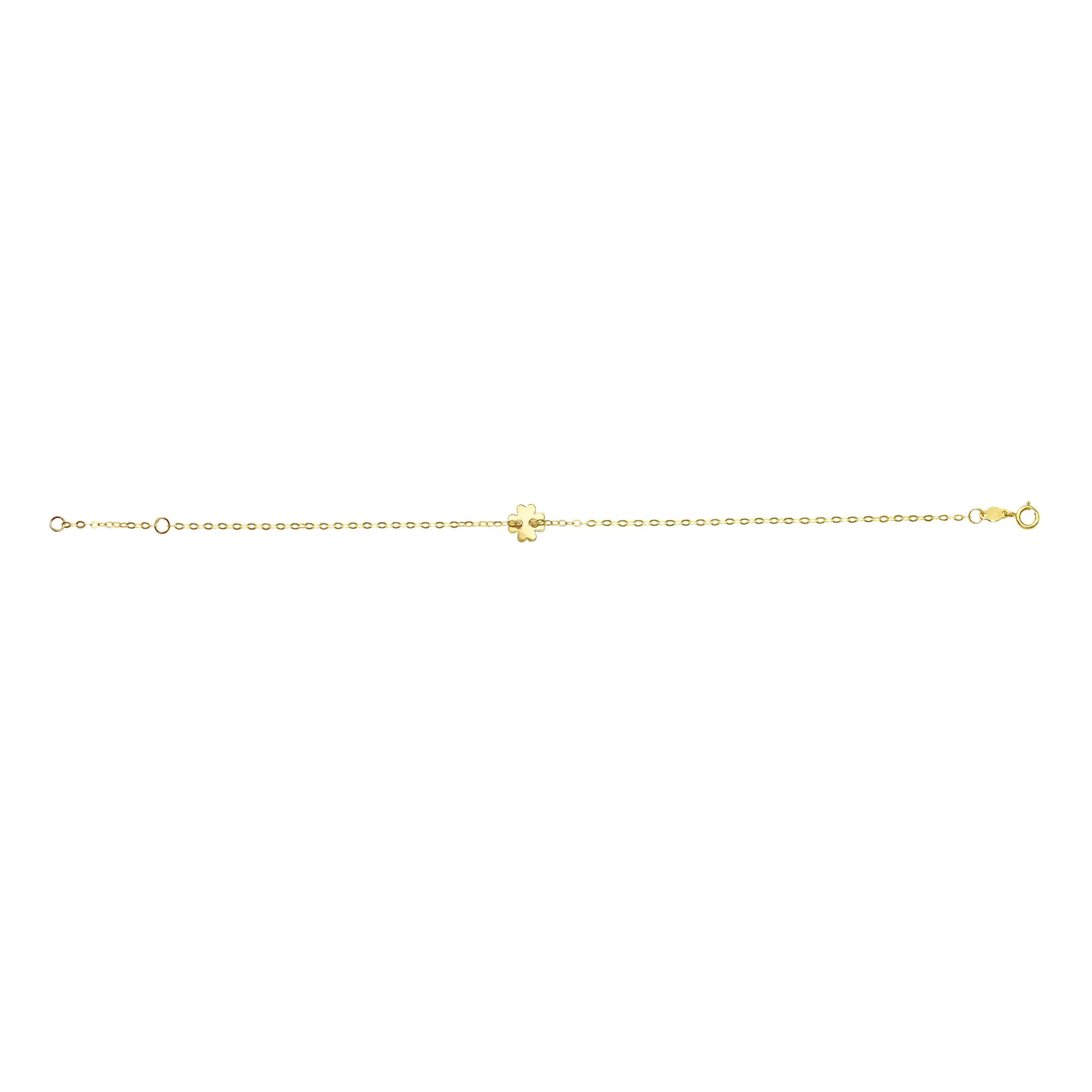 14k Yellow Gold Clover Charm Fancy Bracelet, 7