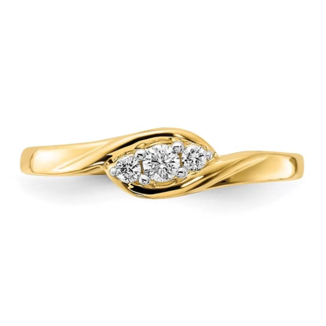 14K Yellow Gold Lab Grown Diamond Three Stone Ring