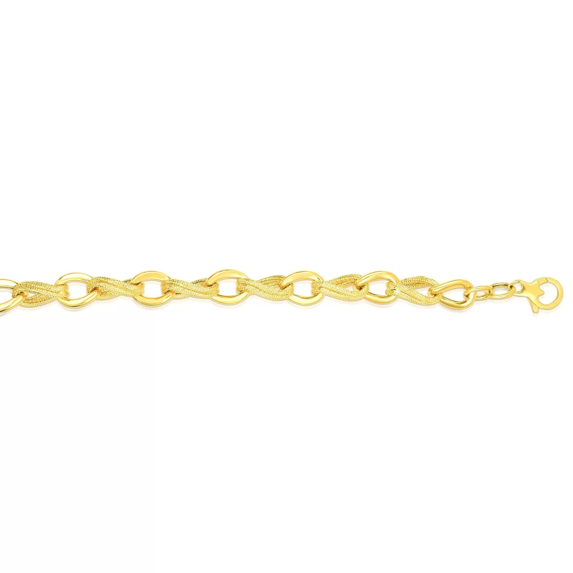 14k Yellow Gold Oval Link Fancy Bracelet, 8