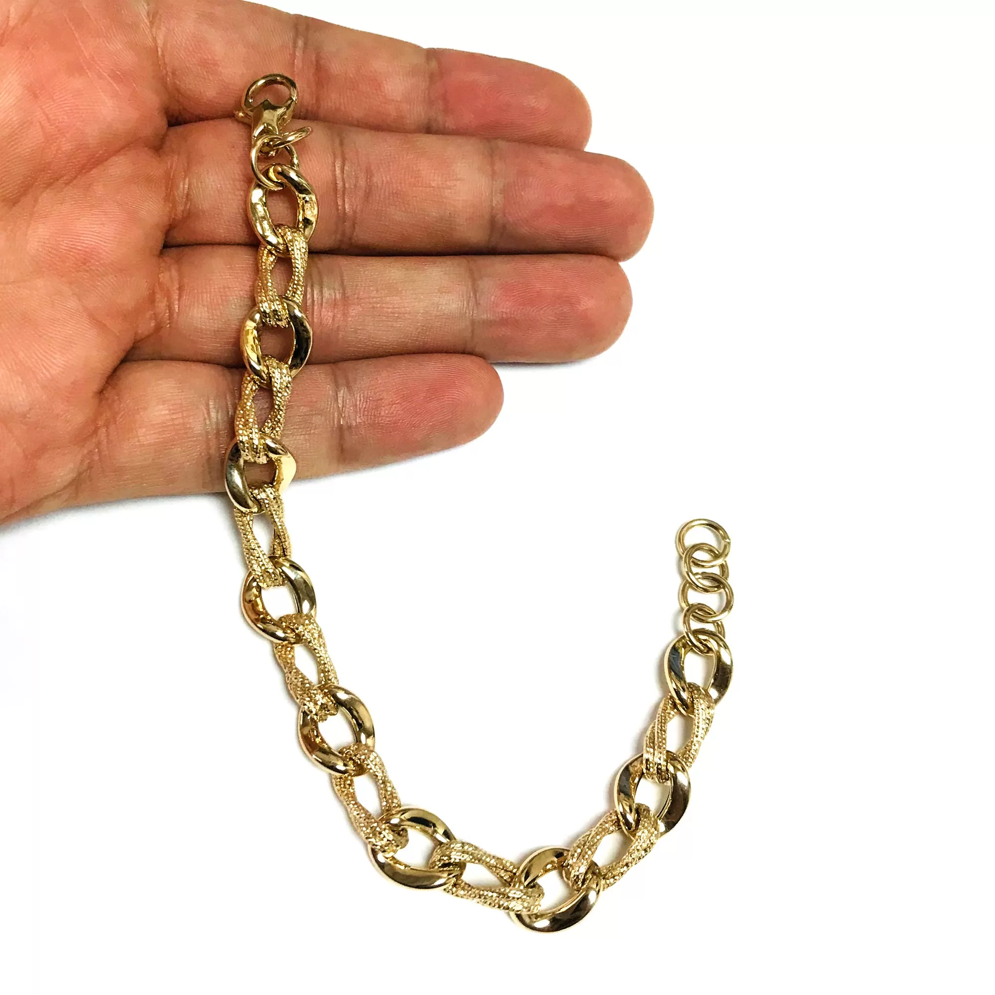 14k Yellow Gold Oval Link Fancy Bracelet, 8