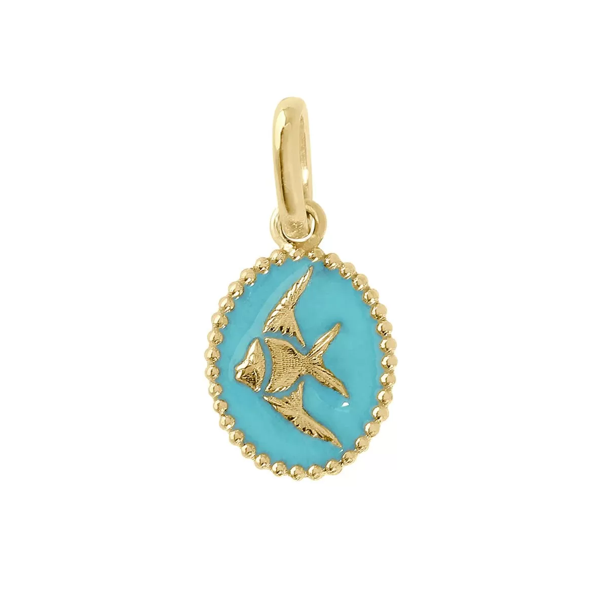 18K Gold & Turquoise Resin Angelfish Pendant