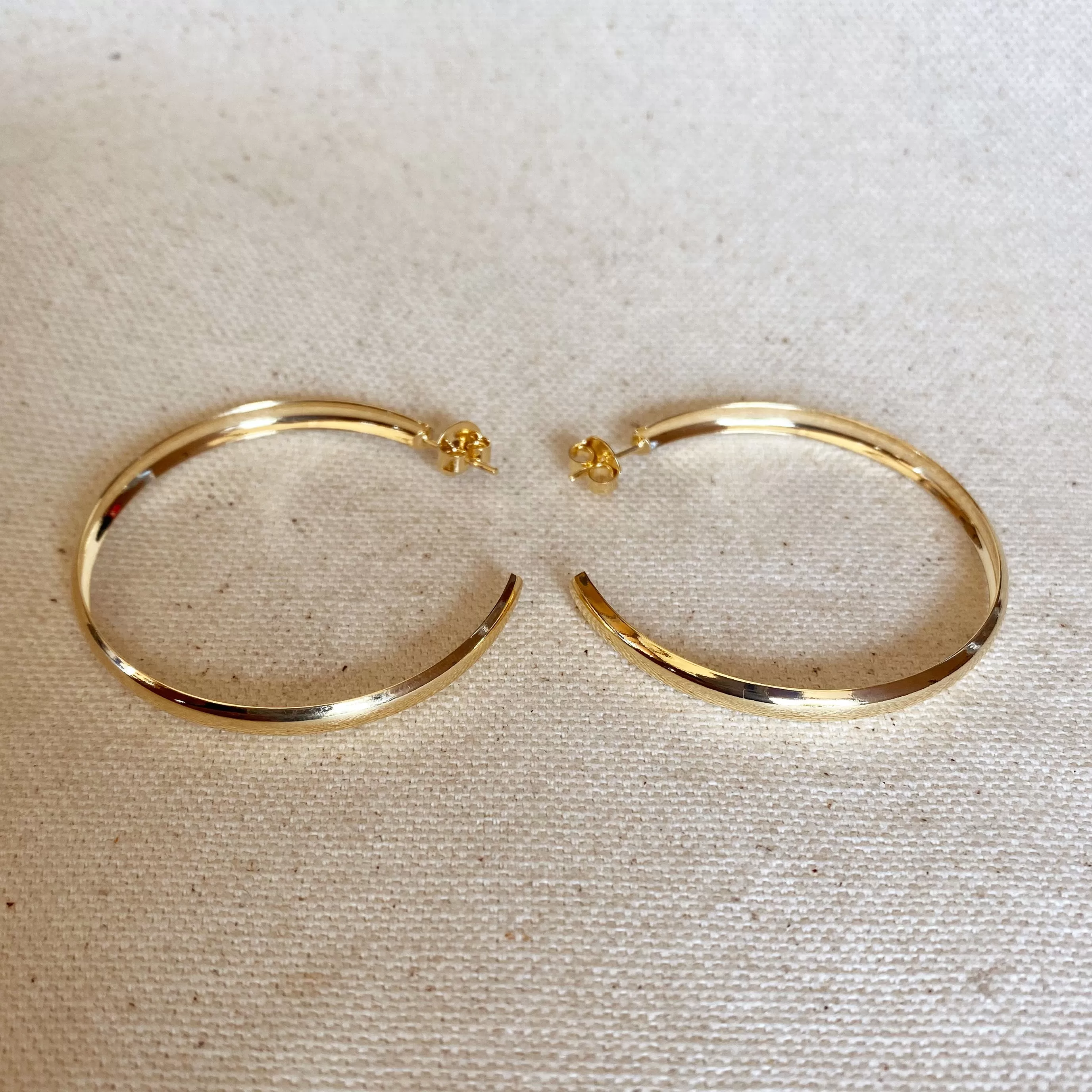 18k Gold Filled 50mm Hollow C-Hoop Earrings