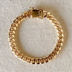 18k Gold Filled Chunky Cuban Bracelet Featuring Box Lock Clasp