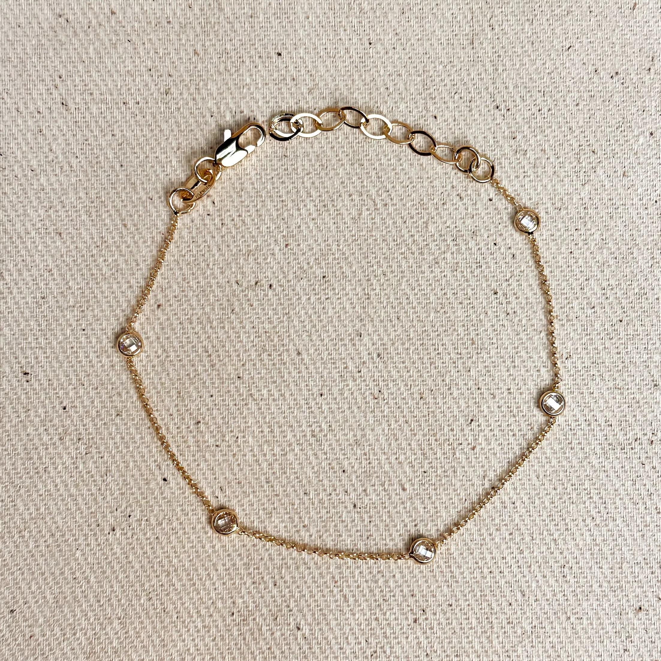 18k Gold Filled CZ Bezel Bracelet