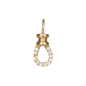 18K Gold Small Matte Swivel with Pave Diamonds