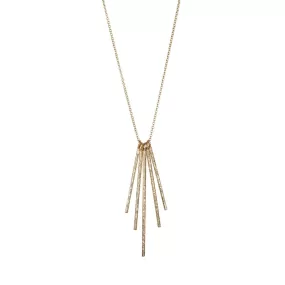 18K Gold Textured Five Rain Stick Necklace