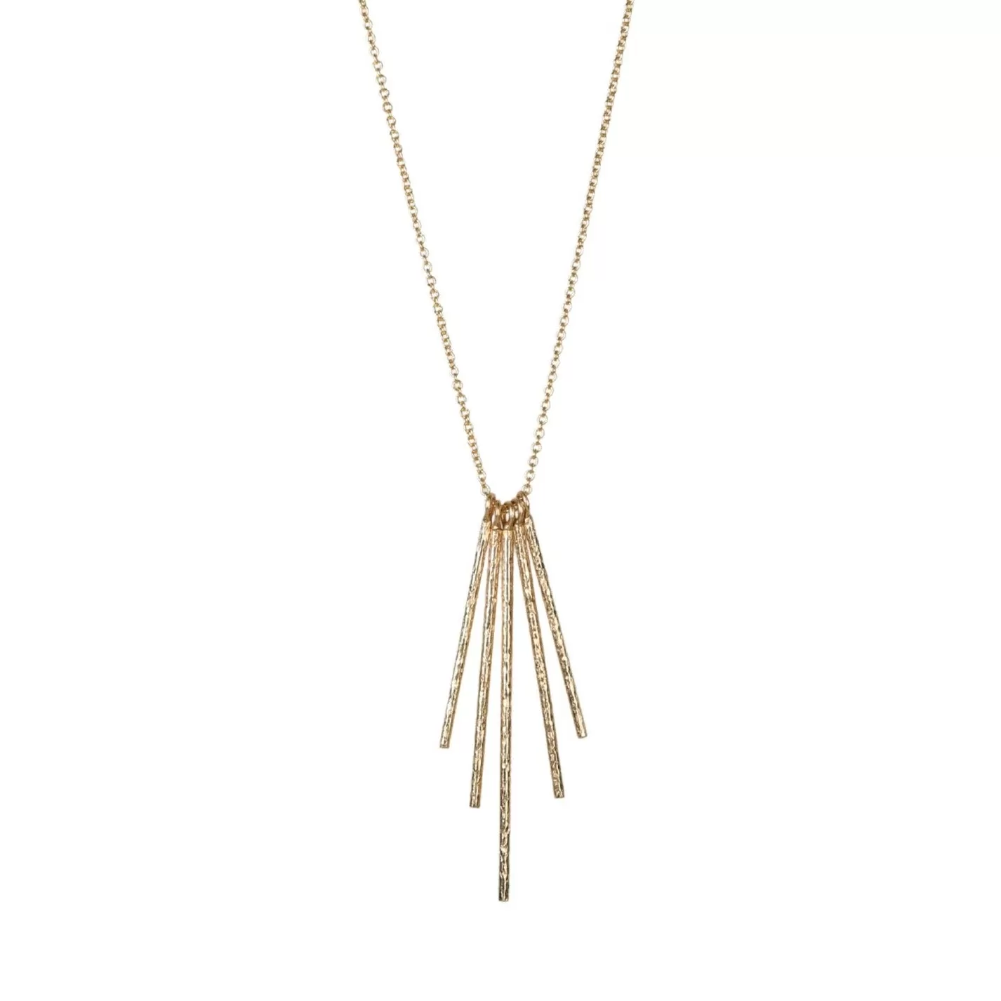 18K Gold Textured Five Rain Stick Necklace