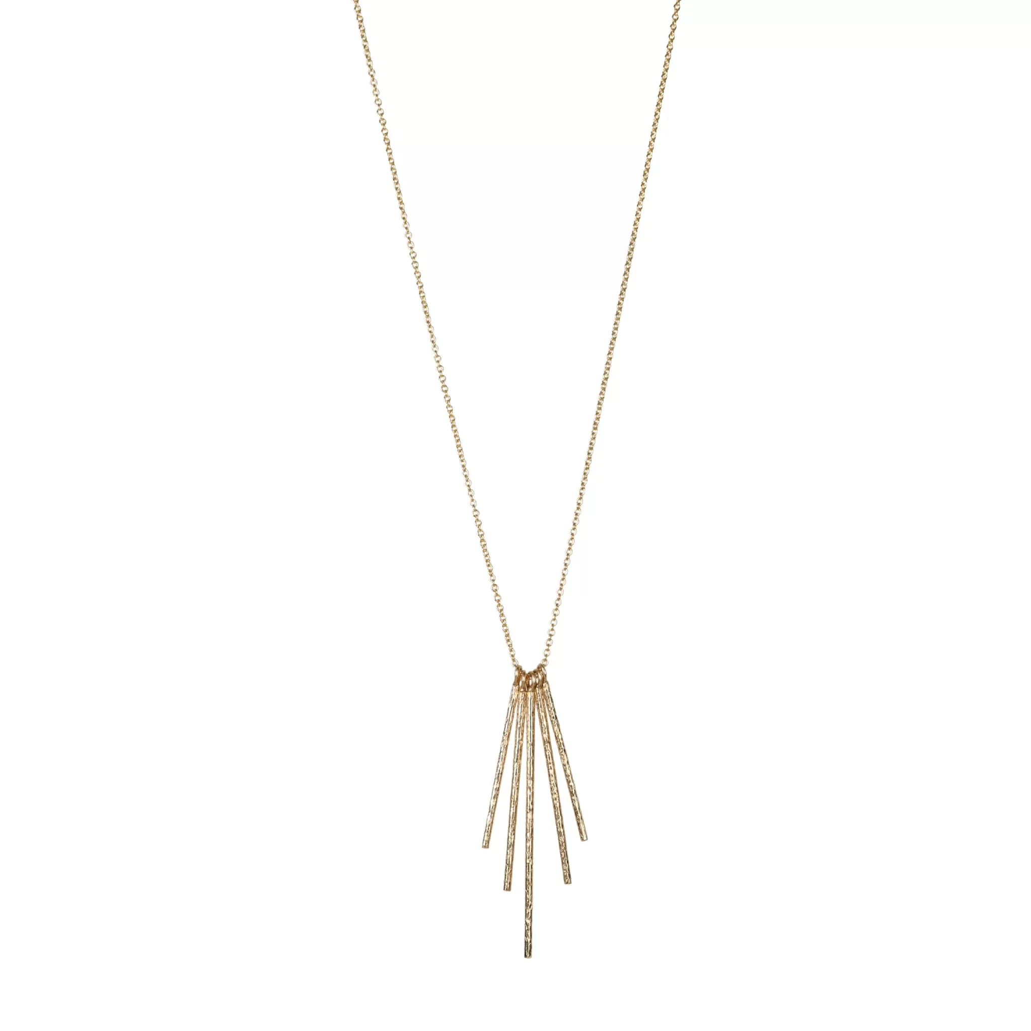 18K Gold Textured Five Rain Stick Necklace