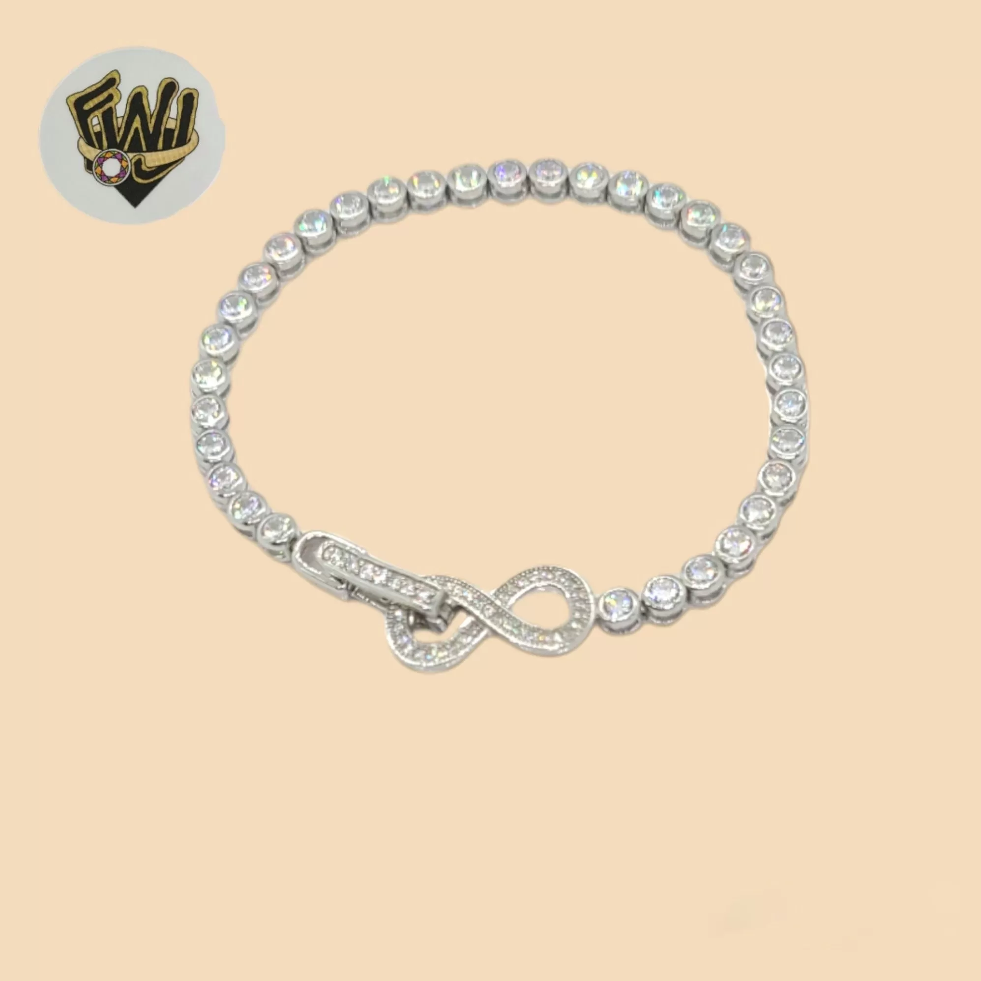 (2-0364) 925 Sterling Silver - 4mm Infinity Zircon Bracelet.