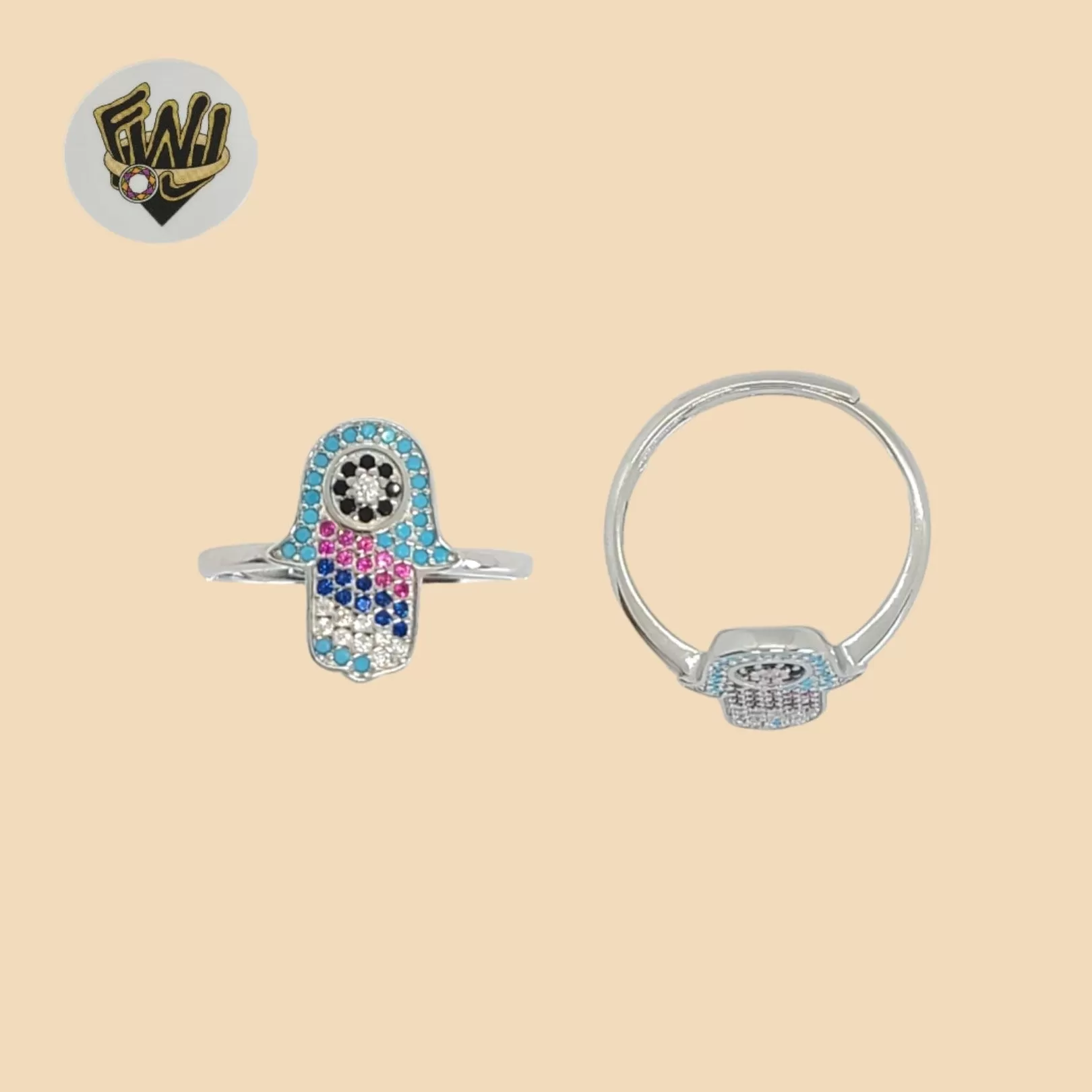 (2-5092) 925 Sterling Silver - Hamsa Hand Ring