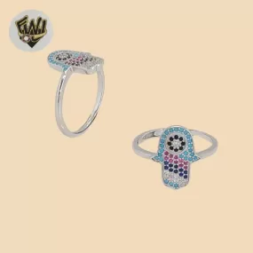 (2-5092) 925 Sterling Silver - Hamsa Hand Ring