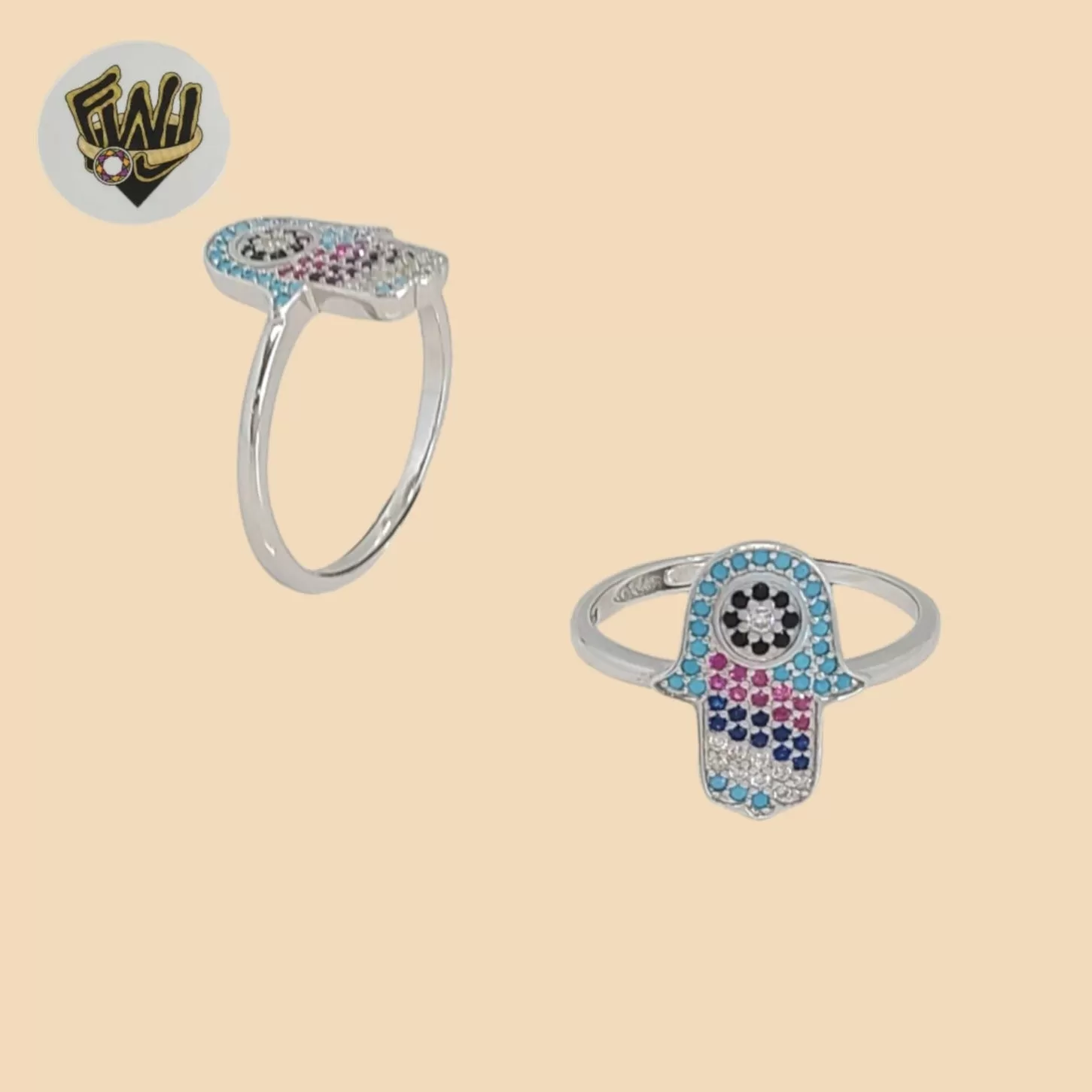 (2-5092) 925 Sterling Silver - Hamsa Hand Ring