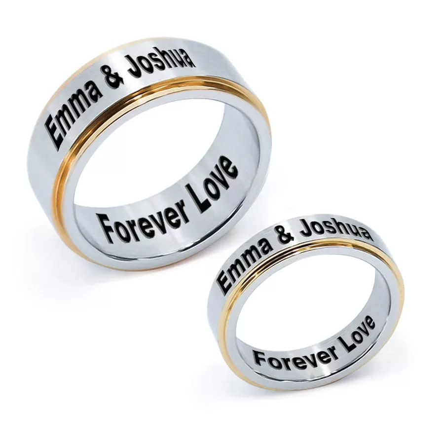 2 Pairs of Stainless Steel Couples Rings