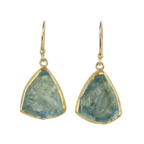 22K & 18K Gold Bezel-Set Rough Aquamarine Crystal Earrings