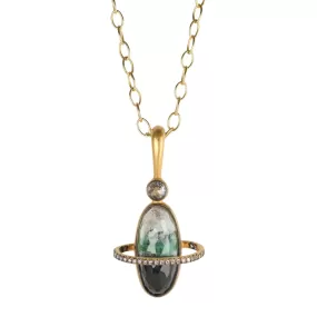 22K Gold Bicolor Tourmaline Galaxy Charm with Diamonds