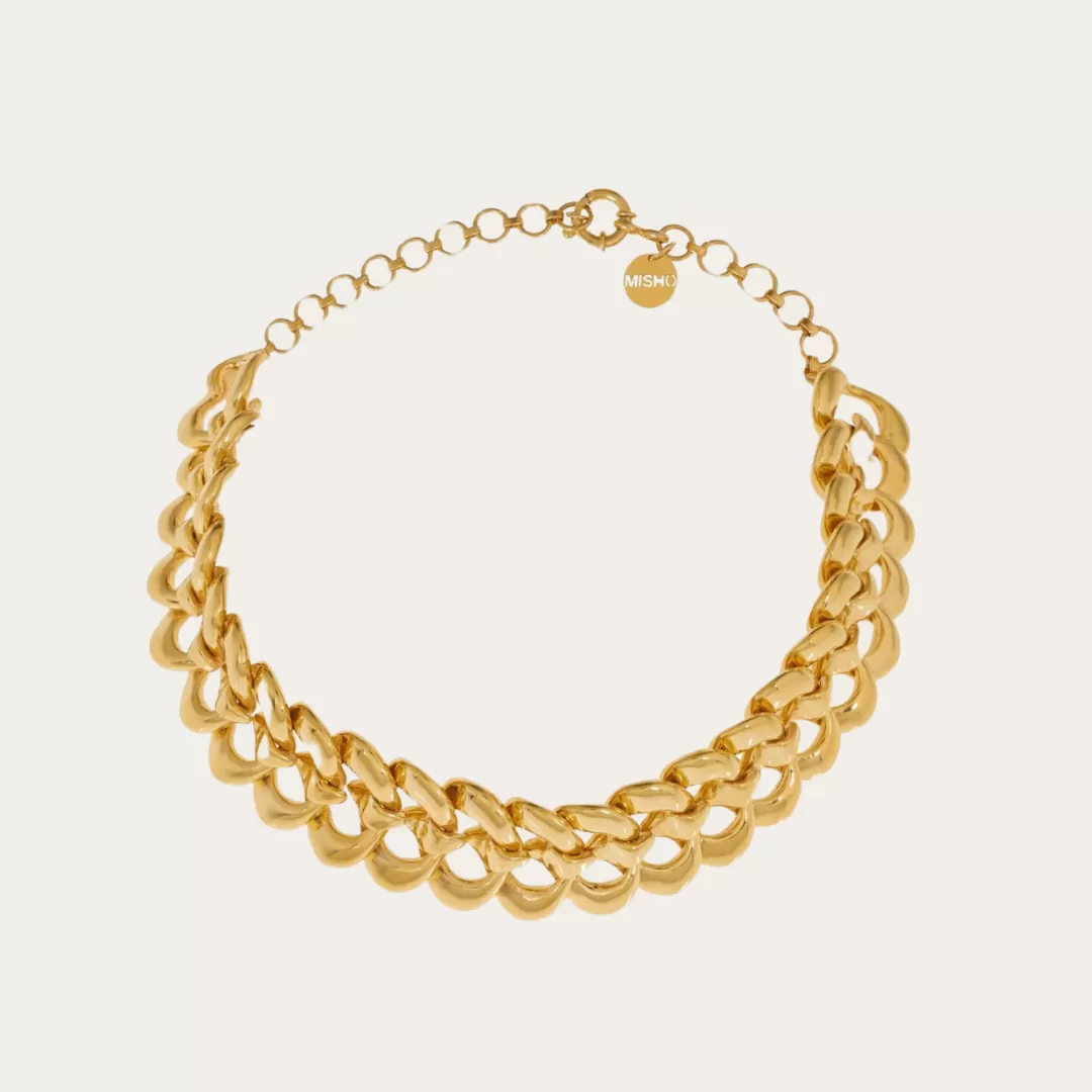 22K Gold Plated Interlink Choker Necklace